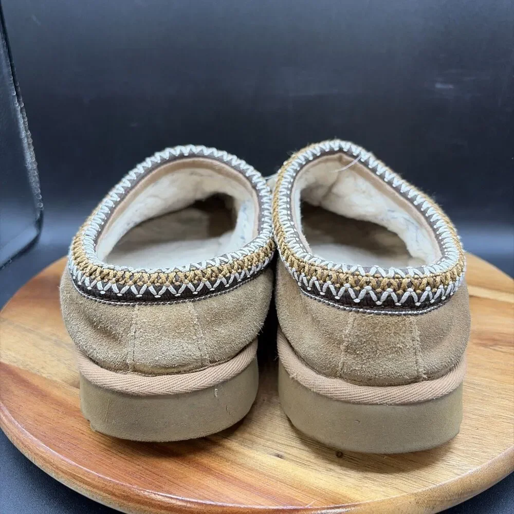 UGG Tasman Men's Size 9 Slip On Slippers Chestnut Brown Suede Lined Warm Shoes